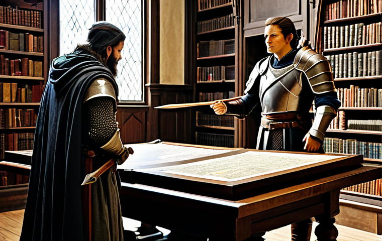 A diverse group of fantasy adventurers, fully clothed in modest, professional-grade adventuring attire, stand together in a grand, ancient library, consulting a detailed strategic map laid out on a large wooden table. The group consists of a burly warrior, a nimble archer, and a wise mage, each embodying distinct attribute philosophies and roles for a balanced team. The warrior wears sturdy plate armor, the archer is in practical leather and cloth, and the mage is dressed in elegant yet functional robes. Their expressions are thoughtful and focused on collaboration. The library background features tall bookshelves filled with ancient tomes and soft, ambient light filtering through high windows. Perfect anatomy, correct proportions, natural poses, well-formed hands, proper finger count, natural body proportions. High-resolution, professional fantasy photography, appropriate content, safe for work, fully clothed, family-friendly.