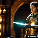 리니지W 장비 강화 확률 - **Prompt 1: The Critical Enchantment Attempt** A highly detailed, cinematic shot of a determined...