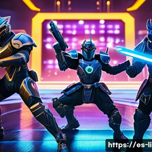 리니지W PvP 계급 보상 - A dynamic PvP battle scene set in a futuristic arena filled with vibrant neon lights and holographic...
